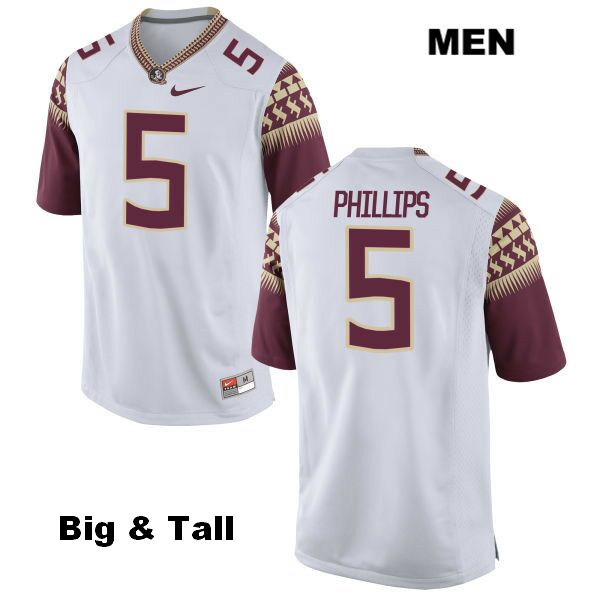 Men's NCAA Nike Florida State Seminoles #5 Da'Vante Phillips College Big & Tall White Stitched Authentic Football Jersey DFJ1669CA